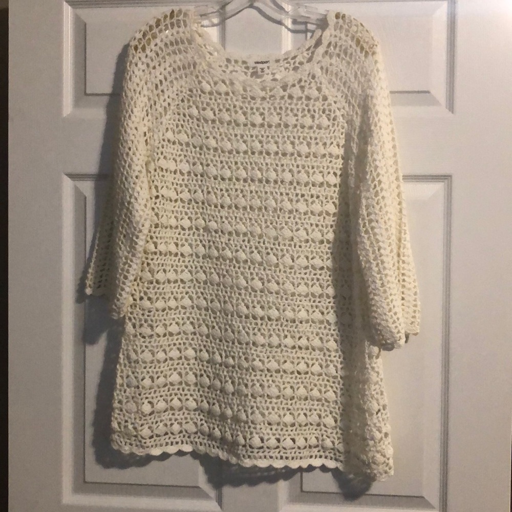 Crochet cream sweater